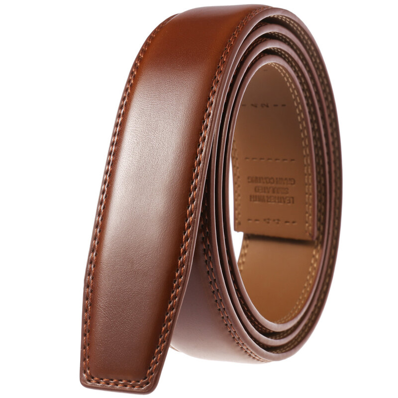 Cinturón de cuero genuino sin hebilla para hombre, correa de diseñador de lujo, cinturones de marca para hombre, Vintage, alta calidad, 3,5 cm de ancho