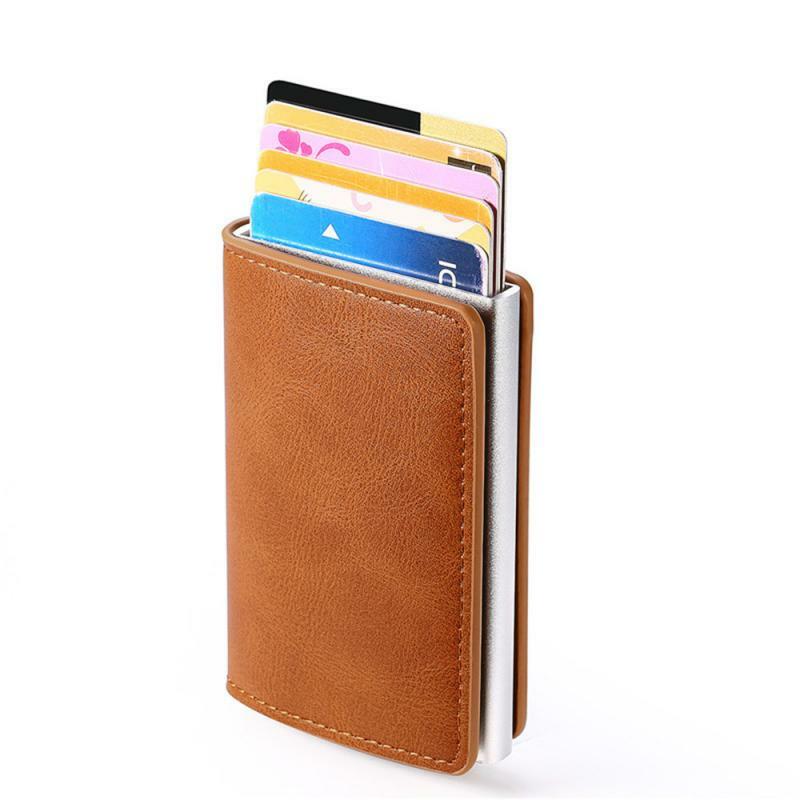 Bycobecy Laser Lettering Wallet 2023 New Aluminum Box Case Rfid Anti-Theft PU Leather Men's Wallet Card Holder Bank Card Wallet