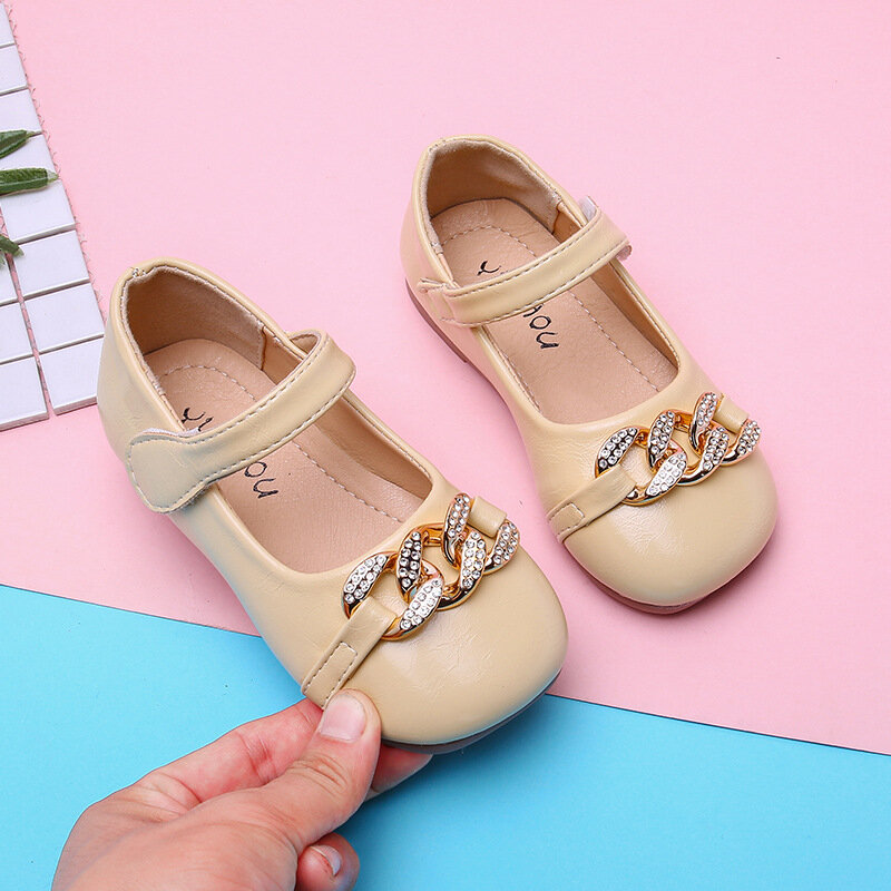 Sepatu Putri Gadis Kecil Hitam Putih untuk Pesta Pernikahan Anak-anak Sol Lembut Nyaman Sepatu Kulit Kecil Chaussure Fille