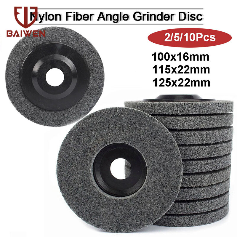 Rueda de pulido de fibra de nailon, disco abrasivo no tejido de 100mm, 115mm, 125mm, 4-5 pulgadas, rueda de pulido para Metal