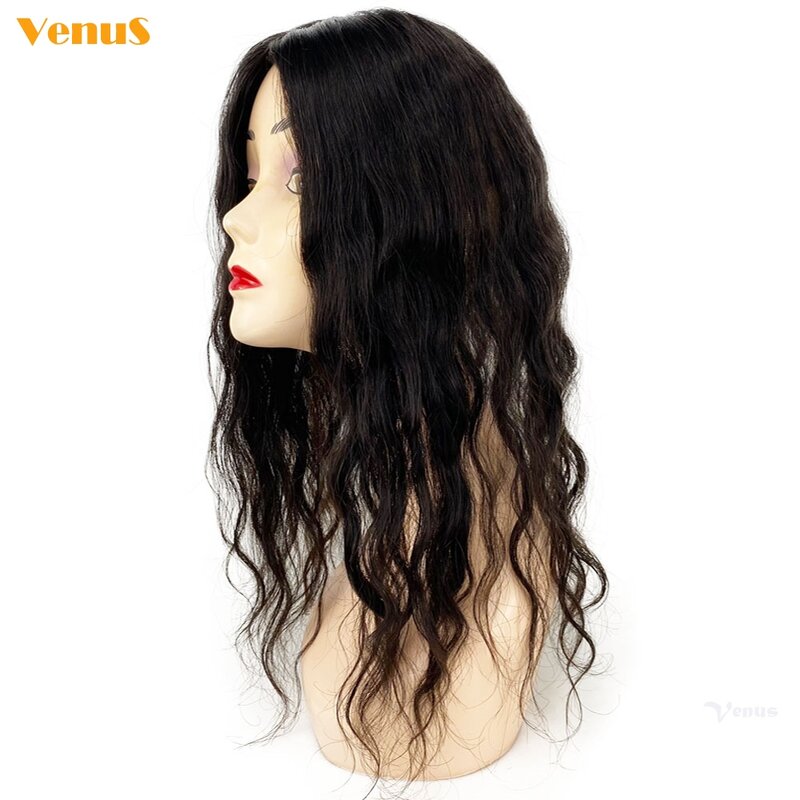 6x6 pollici Virgin European Silk Base Topper capelli umani donne Natural Wave pezzo di capelli traspiranti con clip per capelli sottili