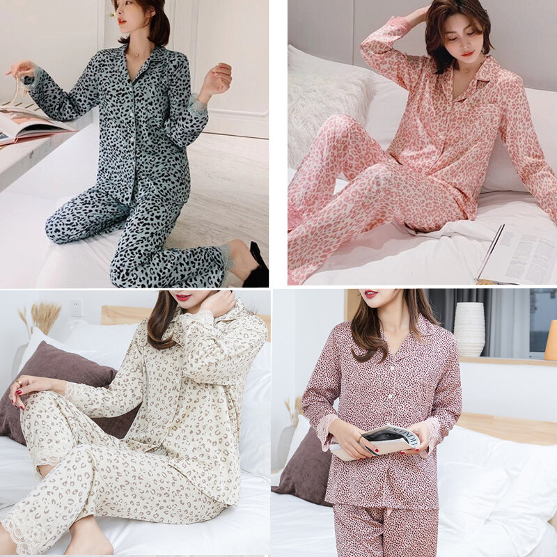 Conjunto de pijama de seda para mujer, ropa de dormir Sexy, larga, a la moda, para el hogar