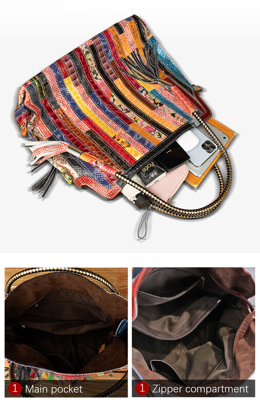 حقيبة يد كبيرة مرقعة للسيدات فاخرة من الجلد الطبيعي متعددة الألوان موضة 2021 على حقيبة كتف للنساء بتصميم حقيبة حمل 445