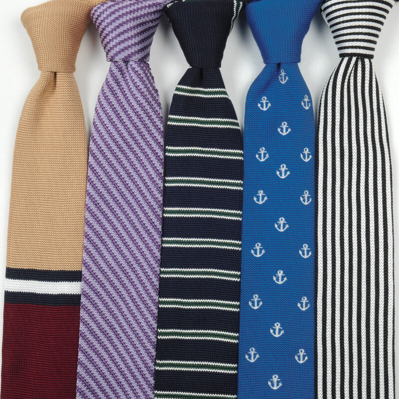 Matagorda-남성 넥타이 울 니트 넥타이 6CM, 좁은 넥타이 드레스, 웨딩 스트라이프 그라바타 셔츠, 남성 선물용 액세서리, 포멀 넥웨어