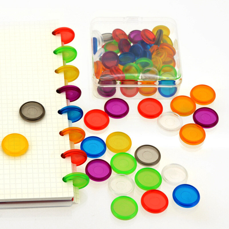 Fromthenon Color Transparent Plastic Sheet Disc-bound Binder Rings Scrapbooking Planner Ring Binder for Mushroom Hole Notebook