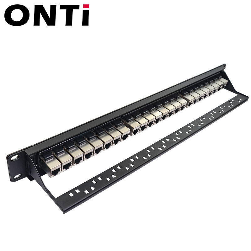 ONTi-Panel de parche blindado CAT6, adaptador de Cable de red RJ45, marco de distribución Ethernet Keystone Jack, 19 en 1U, 24 puertos