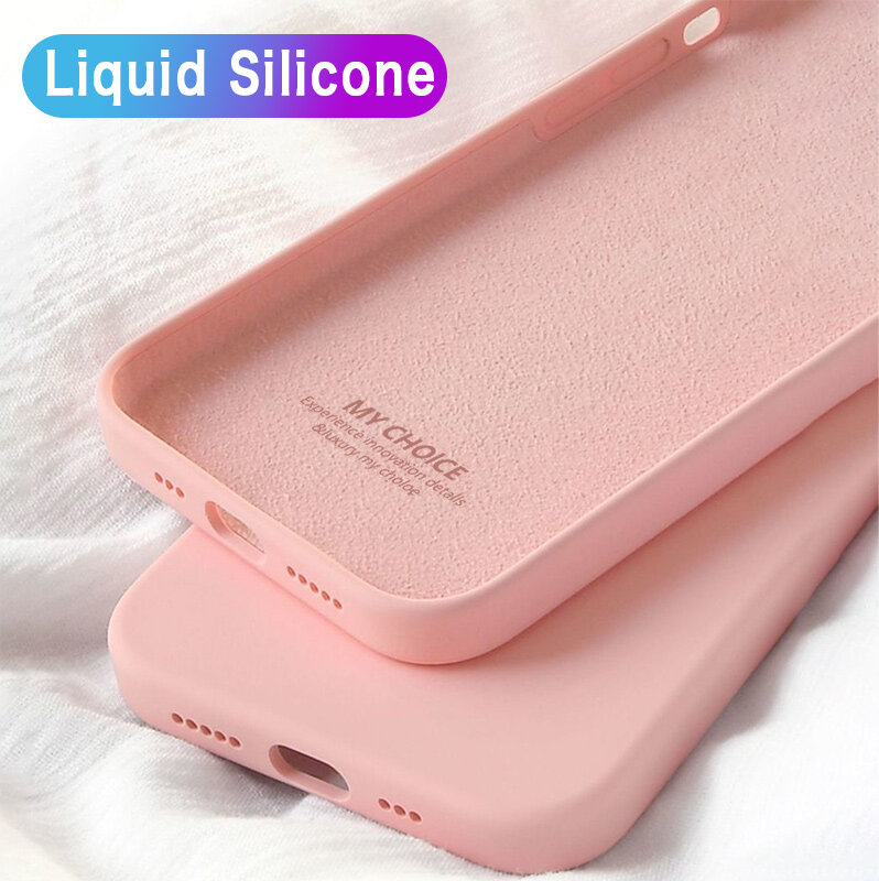 Luxury Original Square Liquid Silicone Phone Case For iPhone 12 13 11 Pro Max Mini XS X XR 7 8 Plus SE 2 Thin Soft Candy Cover