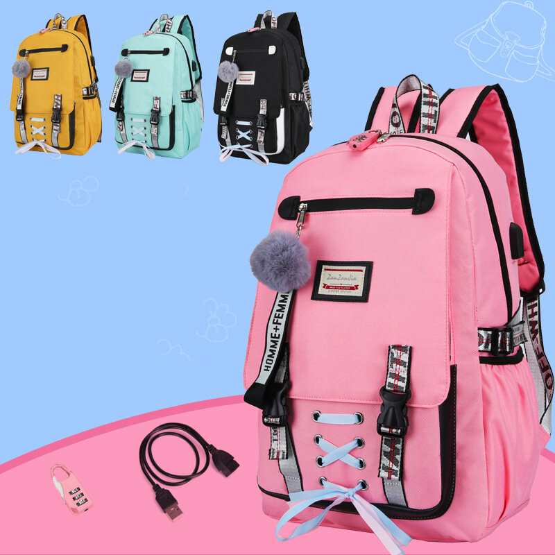 Sacos de escola casuais para meninas mochilas escolares moda mochila de carregamento usb mochila criança crianças saco