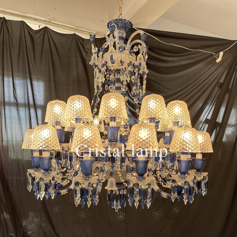 Azul lustres de cristal teto moderno pingente luz decoração para o quarto