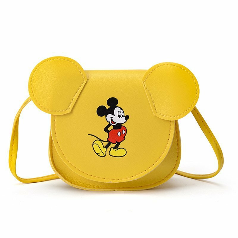 Disney Mickey Mouse เด็กกระเป๋าใบเล็กน่ารักกระเป๋าสะพายขนาดเล็กการ์ตูน Mickey Minnie เด็ก Dompet Koin กระเป๋าสะพายข้างสตรีของขวัญ