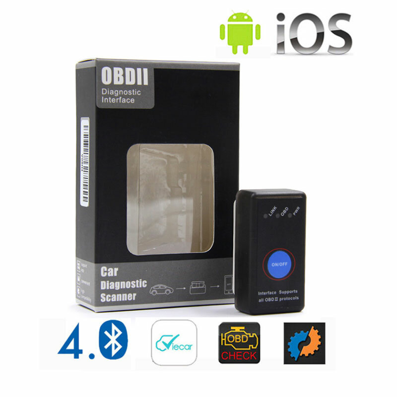 Baru Mini ELM 327 Bluetooth 4.0 dengan Saklar Daya 25K80 ELM327 V1.5 OBD2 Alat Pemindai Antarmuka untuk IOS Android