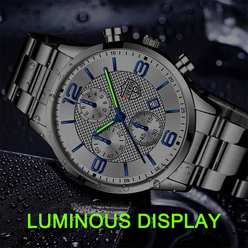 Reloj hombre Luxus Geschäfts leute Uhren Edelstahl Quarz Armbanduhr männlich Leder Kalender leuchtende Uhr relogio masculino