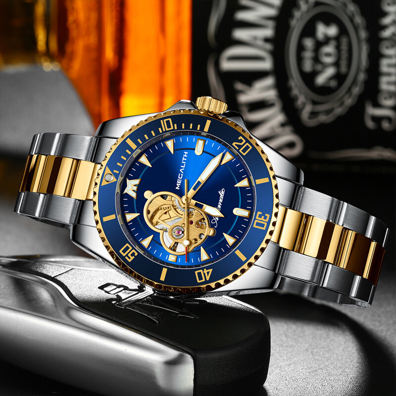 2020 MEGALITH montre de luxe hommes automatique mécanique montres 30M étanche Lumninous horloge mâle sport mécanique montre-bracelet