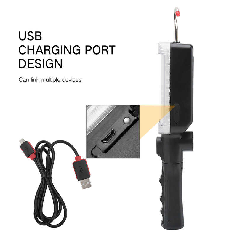 휴대용 휴대용 손전등, 마그네틱 작업 조명, USB 검사 램프, 18650 충전식 캠핑 텐트 램프 랜턴, 34LED
