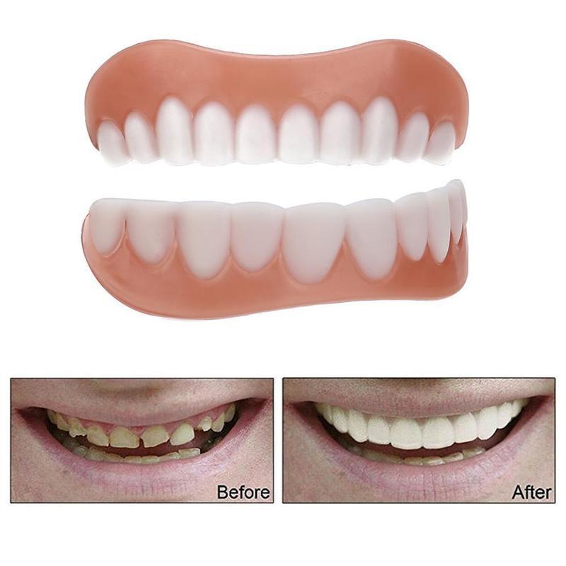 4th Generation Prothese Zähne Aufkleber Silikon Simulation Zähne Hosenträger Up und Unten Zähne