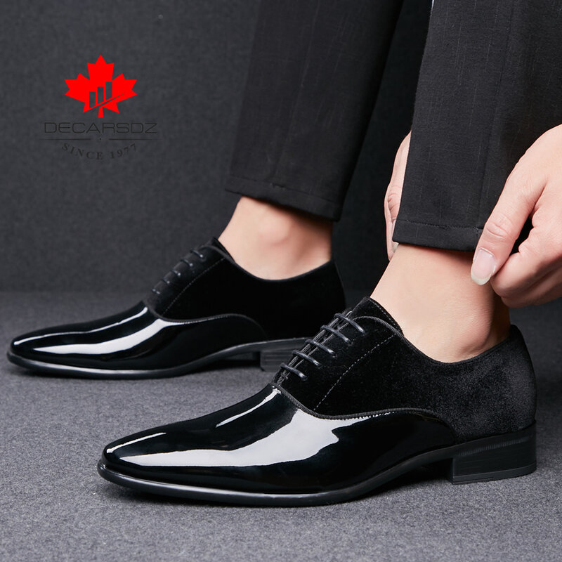 Męskie buty wizytowe 2020 wiosenne i jesienne buty ślubne marki męskie nowe zamszowe obuwie czarne modne skórzane buty męskie