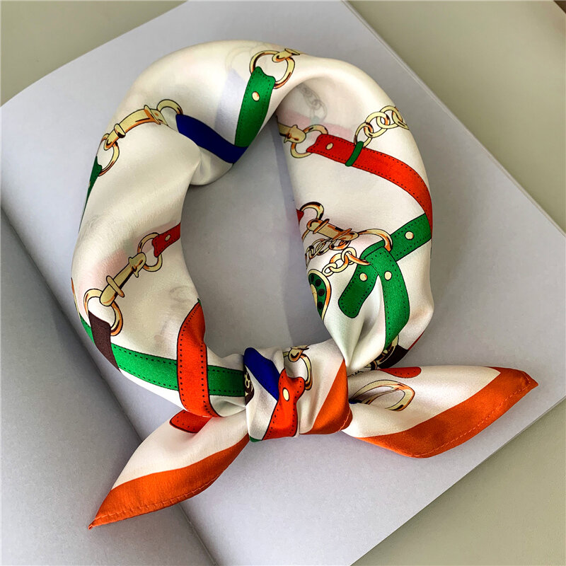 Nuova sciarpa primaverile Design in vera seta stampa fascia per capelli moda sciarpe da donna piccolo Foulard collo femminile fazzoletto da collo donna Bandana 2022