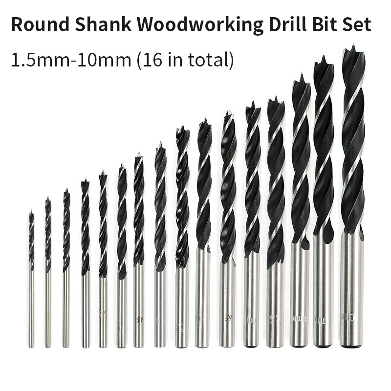 Hexagonal shank woodworking drill bit punching round shank three-point drill electric drill rotary head wood plank hole special