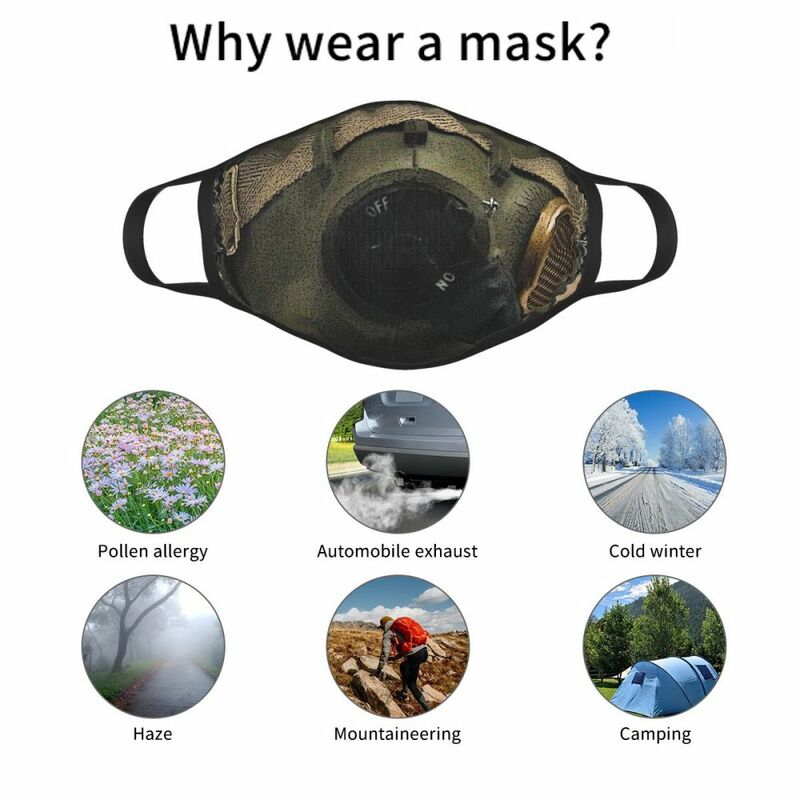 Многоразовая маска для лица Pilot's с кислородным принтом, шлем для истребителей, армейская маска против смога, защитная маска, респиратор, маска для рта