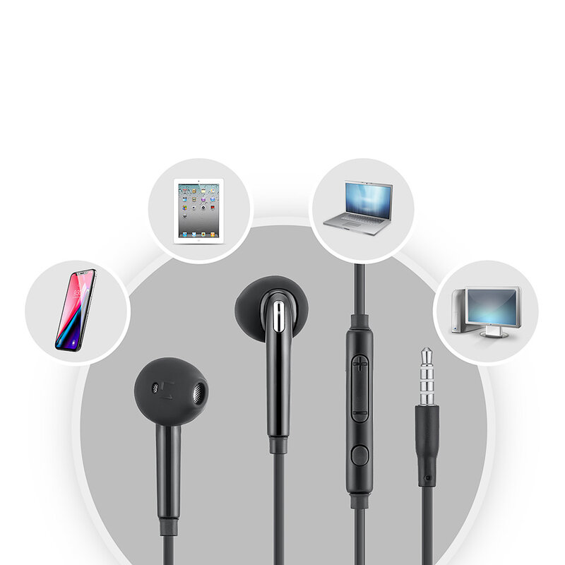 Auriculares con cable, auriculares estéreo de 3,5mm sin bluetooth, Auriculares deportivos con micrófono para Samsung Xiaomi Mi 9 Huawei, producto en oferta