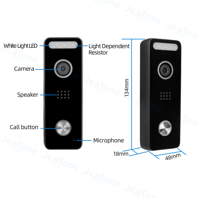 JeaTone TuyaWiFiビデオドアベル1080Pホーム屋外ドアベルカメラPOEIPViedoインターホン携帯電話のリモートロック解除制御