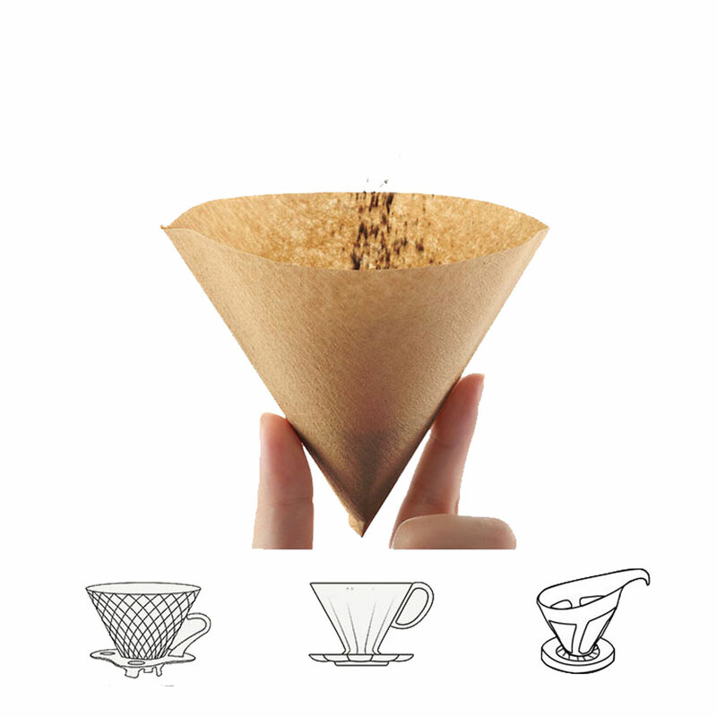 RECAFIMIL Coffee Filter Paper Count Filtros Coffer Descartáveis Natural Cone V-Shaped Crus Filtro para V60 Coffee Dripper