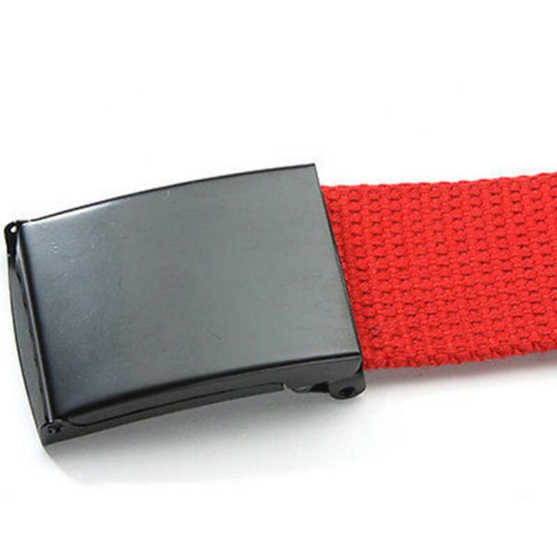 Cinturón de lona con hebilla automática para hombre y mujer, cincha informal de Color sólido, accesorios de ropa, gran oferta, 80%