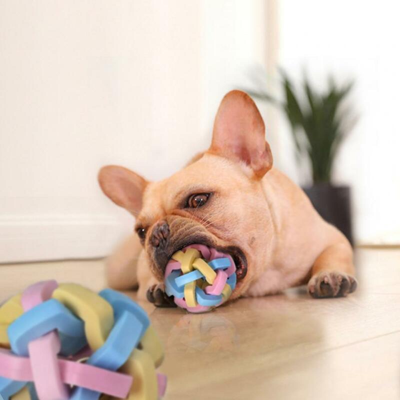 Haustier Ball Spielzeug Multi-farbe Zähne Sauber Gummi Gute Elastizität Biss Beständig Pet Kauen Ball Spielzeug mit Glocke für pet Liefert