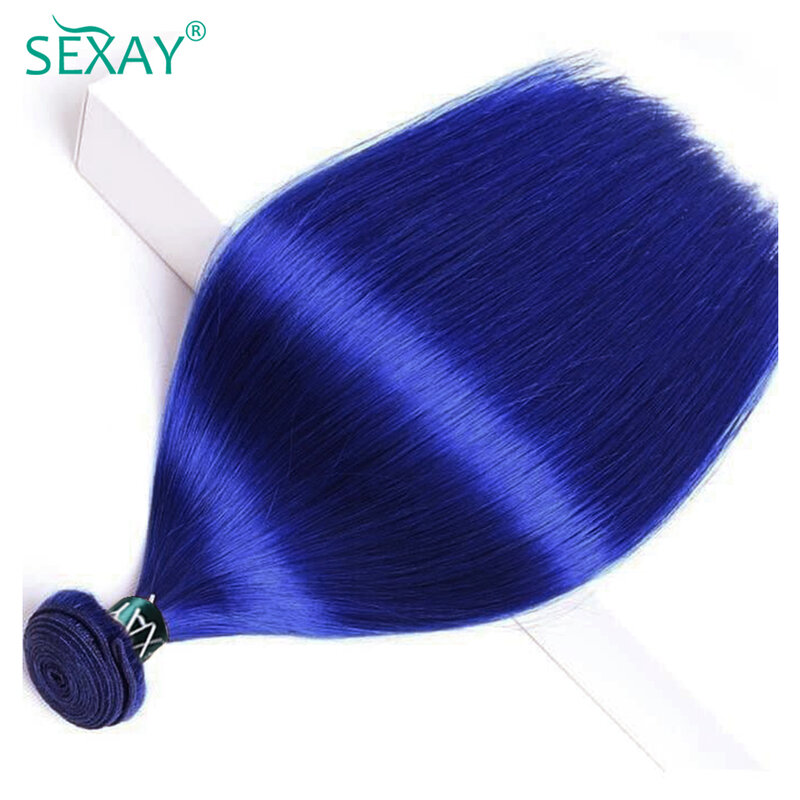 男性用の滑らかな色の髪のよこ糸,人間の髪の毛の織り,10-28,青,ロイヤル,青