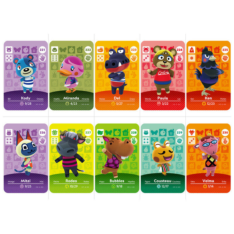 Série 3 (211 à 240) carte de croisement d'animaux Amiibo carte travail pour NS 3DS Switch jeux Lily Mitzi Marina Villager carte Amibo