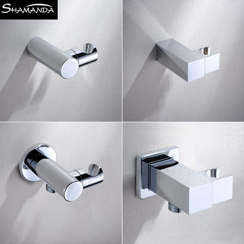 Support de douche à main en laiton chromé, différents Styles, carré/rond avec/sans déviateur, produit de salle de bains