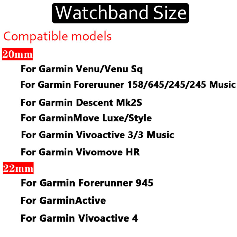 Bracelet de poignet en Silicone pour Garmin Vivoactive 3 4 venus, 20mm 22mm pour Garmin venus sq Forerunner 245 645, accessoires