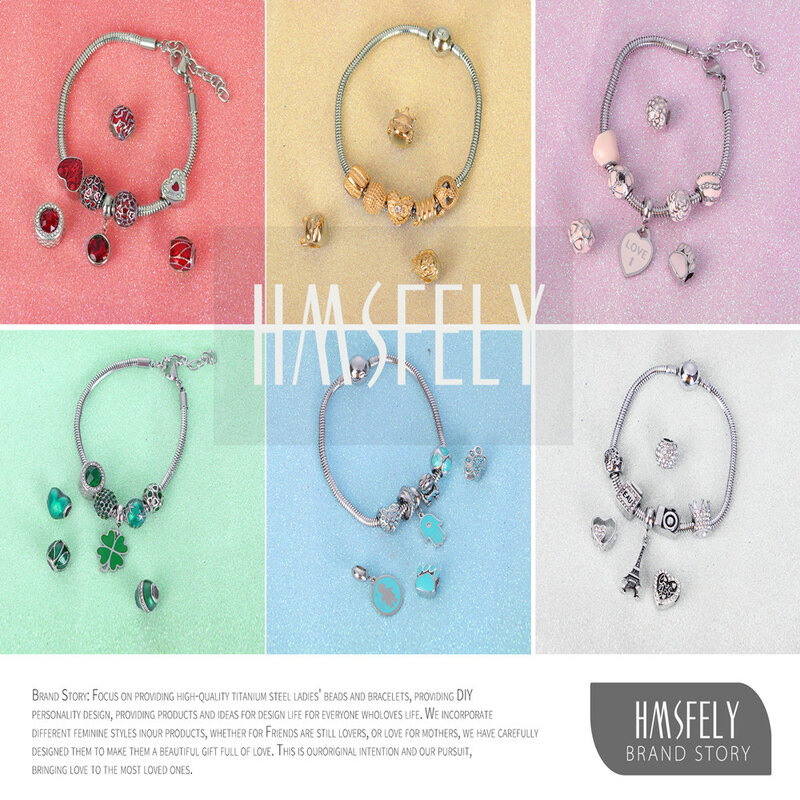 HMSFELY SION-Perle d'amour en acier inoxydable, perles de charme européennes, bracelet à bricoler soi-même, bijoux, accessoires de direction