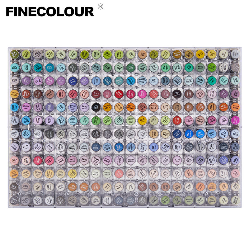 Finecolour Markers ศิลปะ/พลาสติกแบบพกพากล่อง EF100/101/102/103 160/240/480 สีหมึกแอลกอฮอล์ marker คู่-หัวแปรง