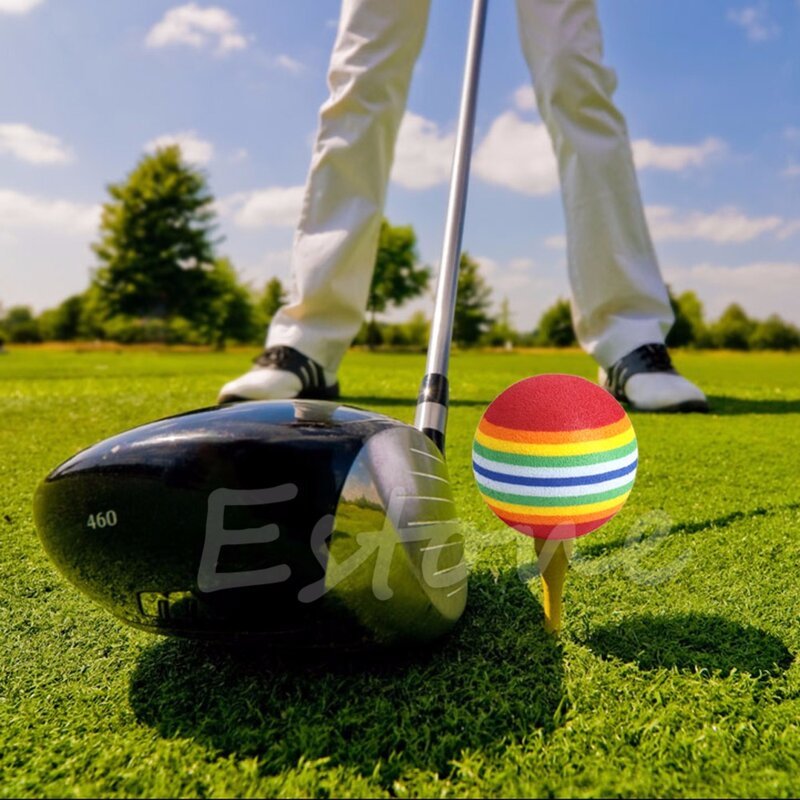 20 unidades/pacote arco-íris stripe espuma esponja bolas de golfe prática do balanço auxiliares de treinamento