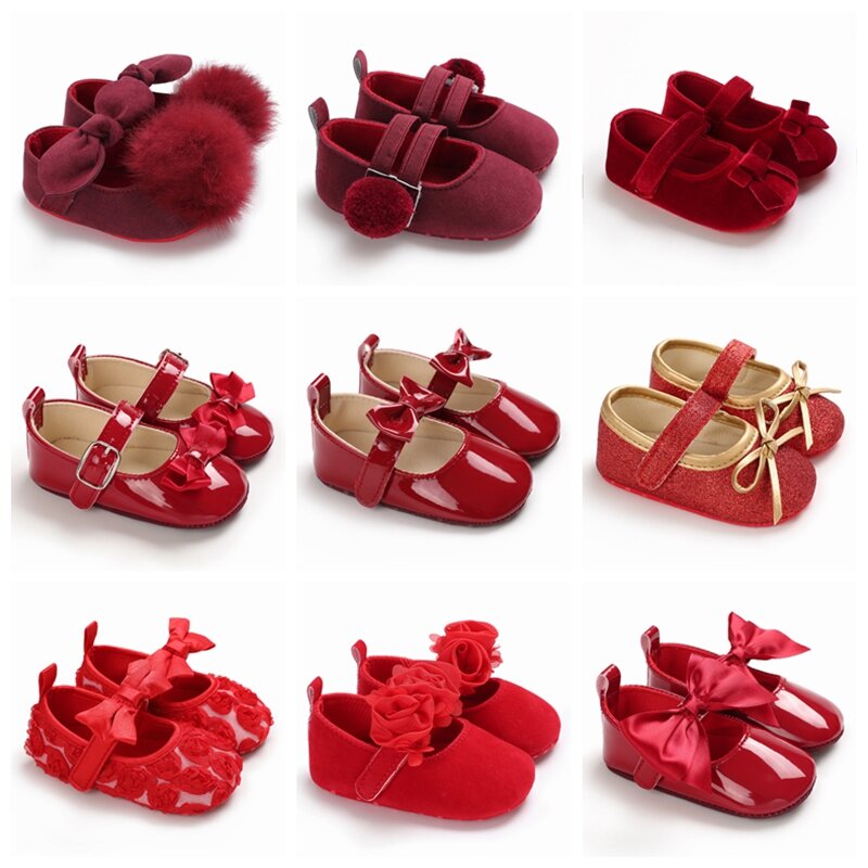 Детская весенне-осенняя Стильная Милая однотонная обувь принцессы с бантом на мягкой подошве для новорожденных 0-18 месяцев Повседневная прогулочная обувь