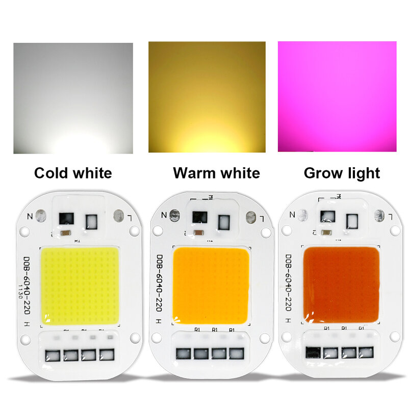 COB LED koralik świetlny Chip inteligentny IC nie ma potrzeby sterownik AC 220V 240V 20W 30W 50W moduł DOB dla DIY roślina oświetlenie do uprawy LED reflektor szerokostrumieniowy żarówka