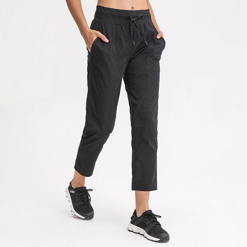 NWT-mallas deportivas ajustadas para mujer, pantalones informales de tela tejida elástica, 4 vías, para gimnasio
