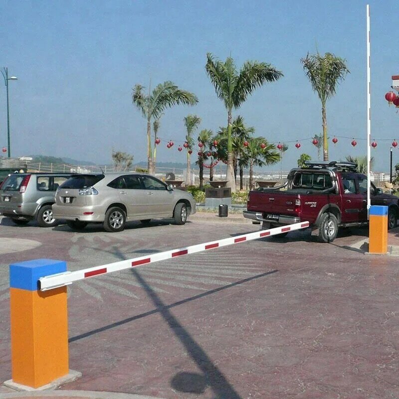 Ouvre-porte de barrière de stationnement automatique avec corps de couleur jaune-bleu, ouverture de barrière de circulation routière, flèche de 4m en option