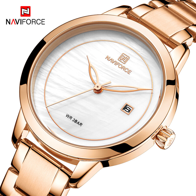 Luxe Merk Naviforce Rose Gouden Horloges Voor Vrouwen Quartz Horloges Fashion Dames Armband Klok Horloge Relogio Feminino 2019