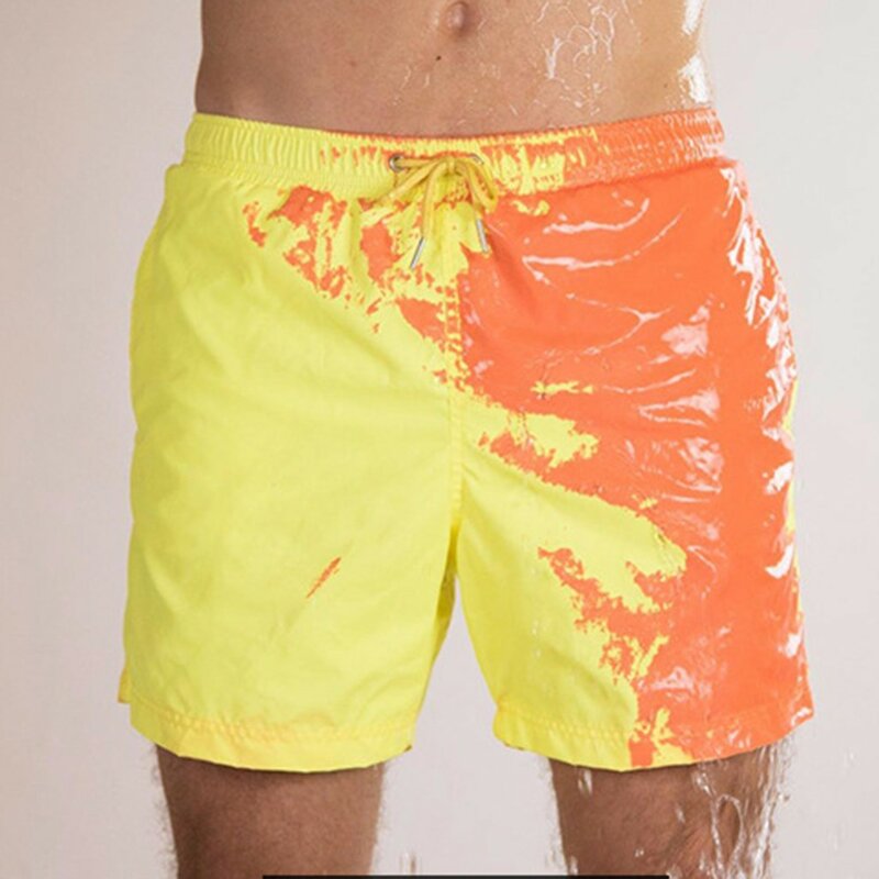 Pantalones cortos de natación de verano para hombre, pantalones de playa que cambian de Color sensible a la temperatura, bañadores, pantalones cortos, bañadores que cambian de color, traje de baño # A35