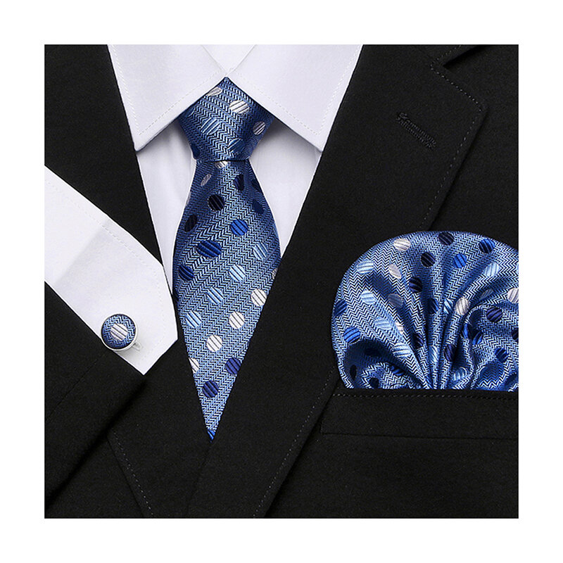 Great Nice Handmade Tie ผ้าเช็ดหน้าสี่เหลี่ยมกระเป๋า Cufflink ชุดคลิป Tie เนคไทวันพ่อ