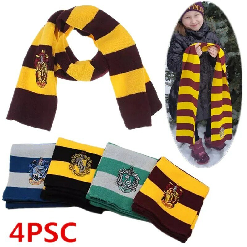 4PC Child&adult Potter Necklace Hermione Boy Girl  School Scarf Tie Cosplay Kids Women Men Halloween New Year  Gift  Hot  Sale