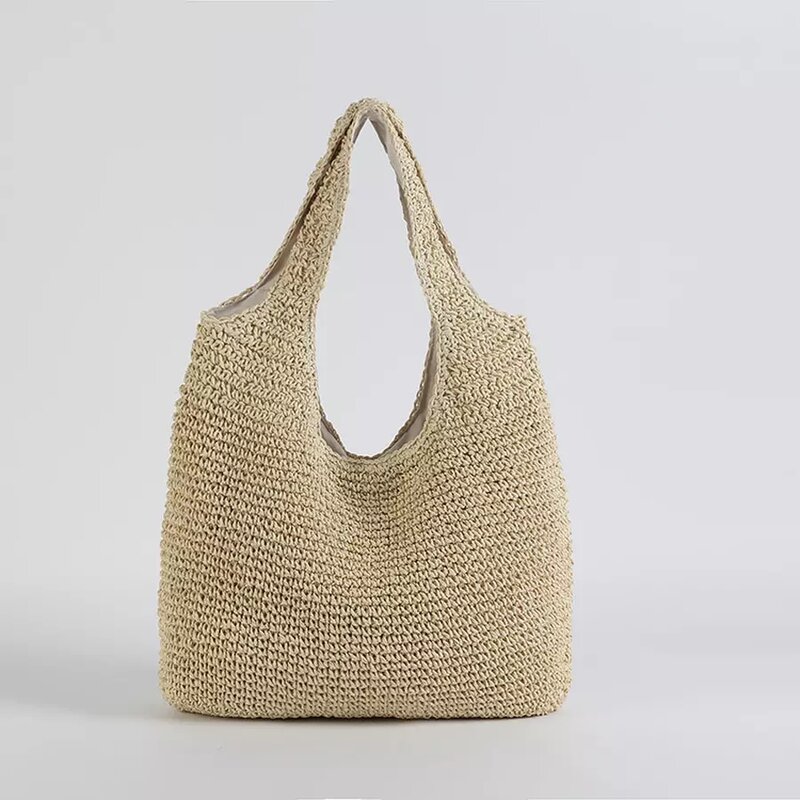 Moda rattanowe damskie torby na ramię Wikcer tkane torebki damskie o dużej pojemności letnie torby plażowe ze słomy Casual Totes torebki 2021