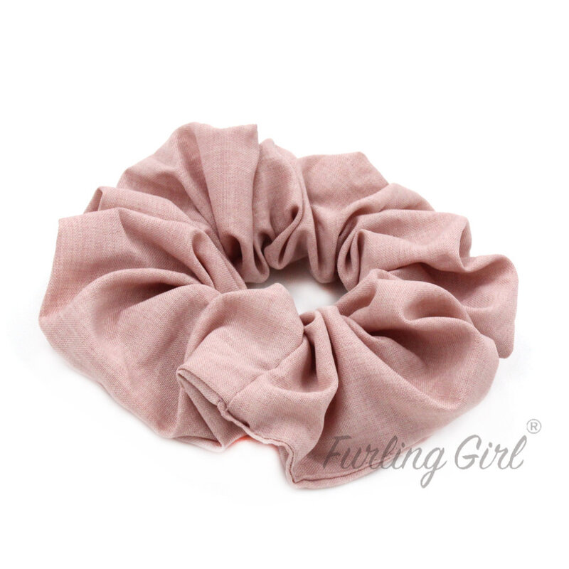 Furling Girl 1 PC Cotton and Linen Fabric Elastic Hair Bands Solid Colors Hair Scrunchies Hair Bun Holder for Woman Hair Ties