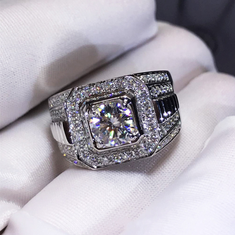 FDLK роскошное мужское кольцо из цинкового сплава 2,0 карат натуральный белый кристалл CZ кольцо для мужчин свадебные вечерние ювелирные изделия