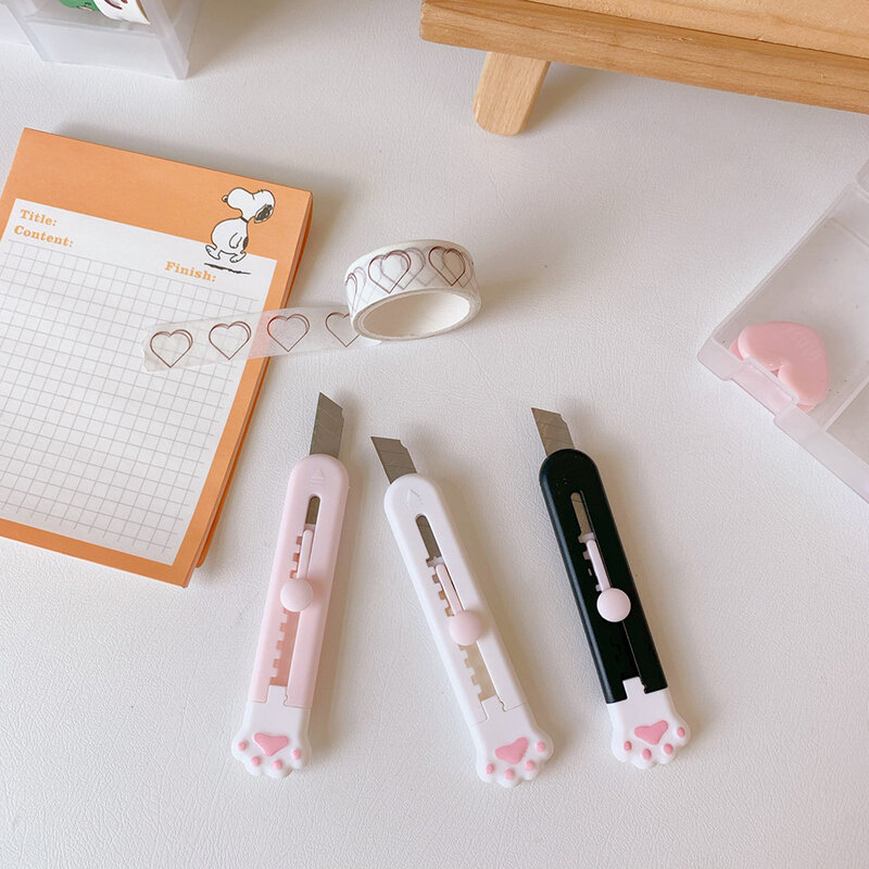Mini cuchillo portátil de aleación de Pata de Gato rosa para mujer, cortador de cartas, abridor de sobres, cuchillo de correo, suministros escolares y de oficina, 1 pieza
