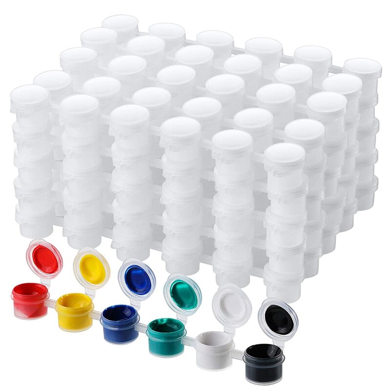 Tiras de pintura vacías, contenedores de almacenamiento transparentes para tazas de pintura, Mini taza de pintura, olla de 3Ml/0,1 Oz, 50 tiras