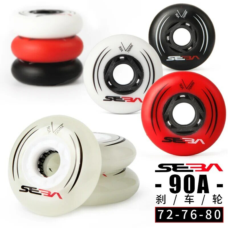Seba-インラインスケートホイール,スラローム用85aおよびスライディングローラースケートホイール用90a,ピース/セット72mm 76mmタイヤ