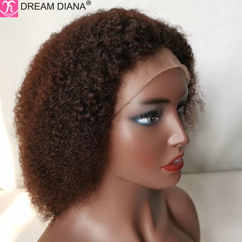 DreamDiana parrucca anteriore in pizzo riccio Afro malese 200 densità 13x 4 frontale in pizzo crespo capelli umani ricci parrucche Glueless doppie disegnate